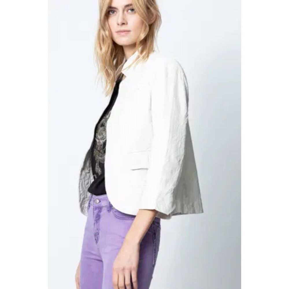 ZADIG & VOLTAIRE Verys Crinkled Leather Blazer COLOR JUDO MSRP 748